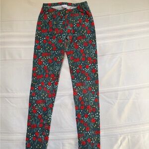 Hanna Andersson Red and Green Floral Leggings